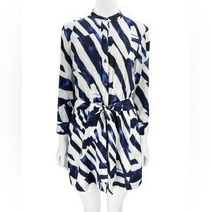 Chic Navy and White Patterned Dress